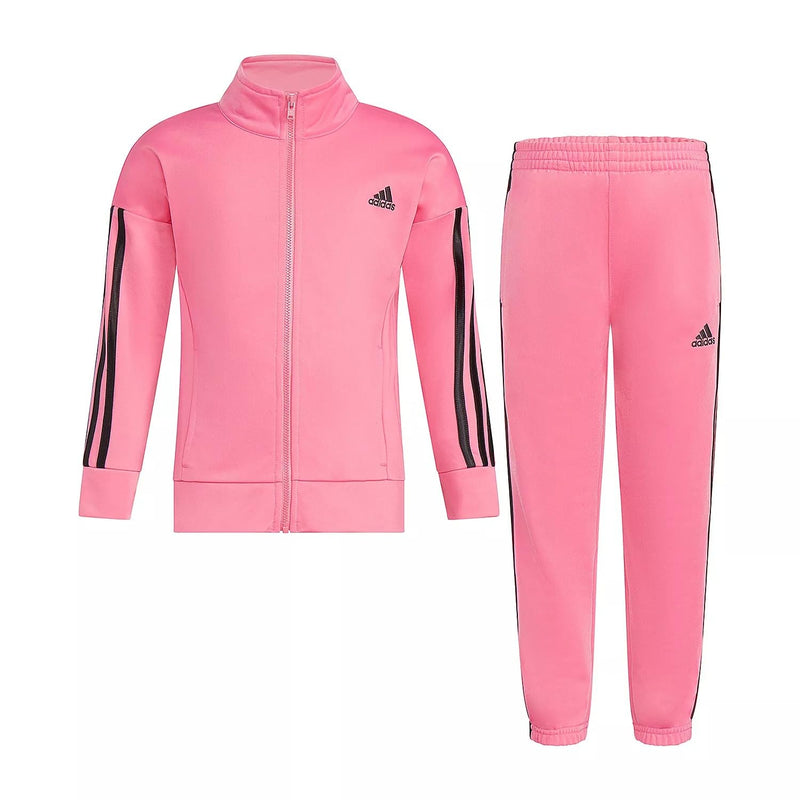 adidas Little Girl's Zip Front Classic Tricot Jacket and Joggers Set-23
