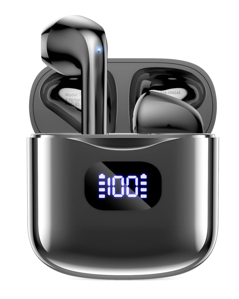 Wireless Earbuds Bluetooth 5.3 Headphones, 40Hrs Playback Stereo Ear Buds with LED Display Charging Case IPX7 Waterproof in-Ear Earphones with Mic for Phone Tablet Laptop Sports, White