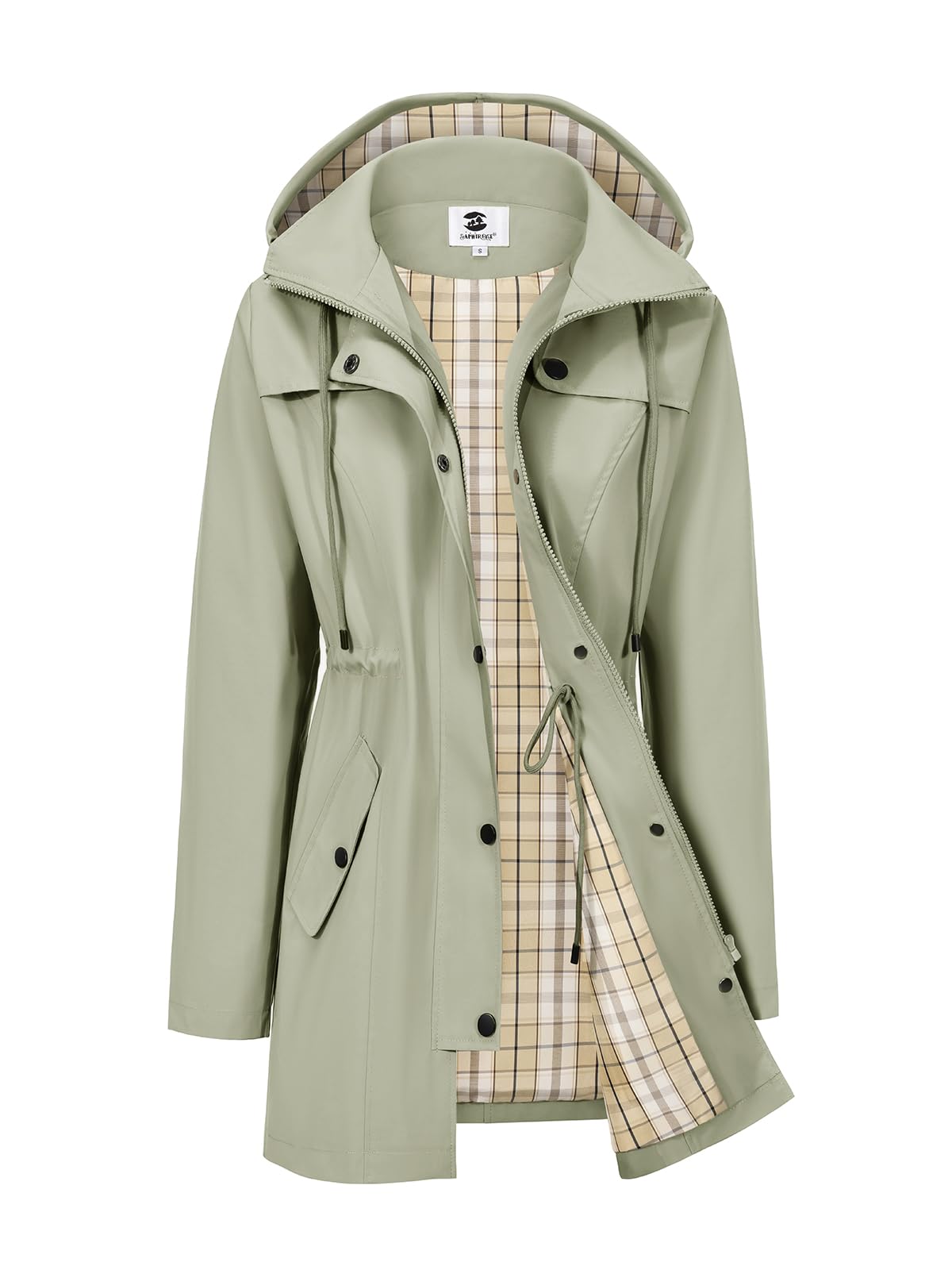 SaphiRose Women's Long Rain Jacket Waterproof Rain Coat with Hood Outdoor Light Raincoats Windbreaker-12