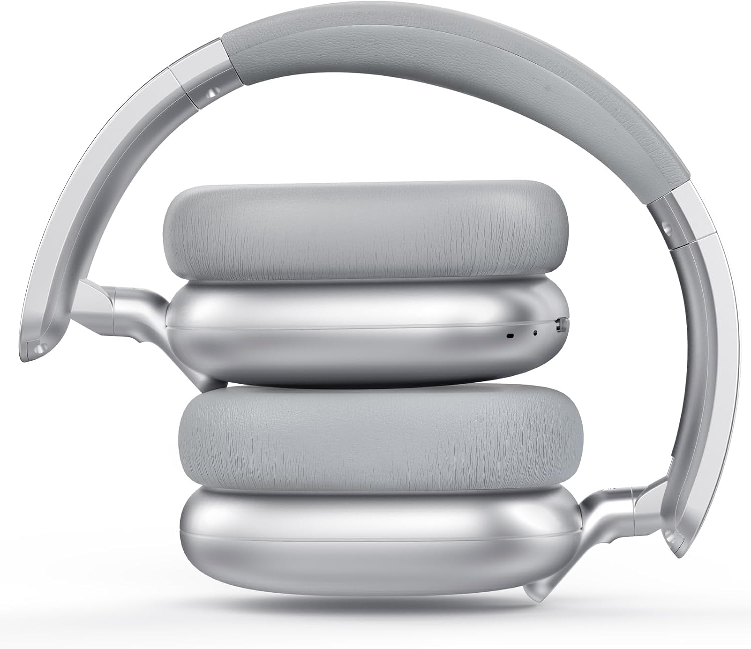 RORSOU C6 Active Noise Cancelling Headphones, Wireless Over Ear Bluetooth Headphones, 60H Playtime, Lightweight Folding Deep Bass Comfort Fit Ear Cups Headset with Mic for iPad/Travel/PC/Home Silver