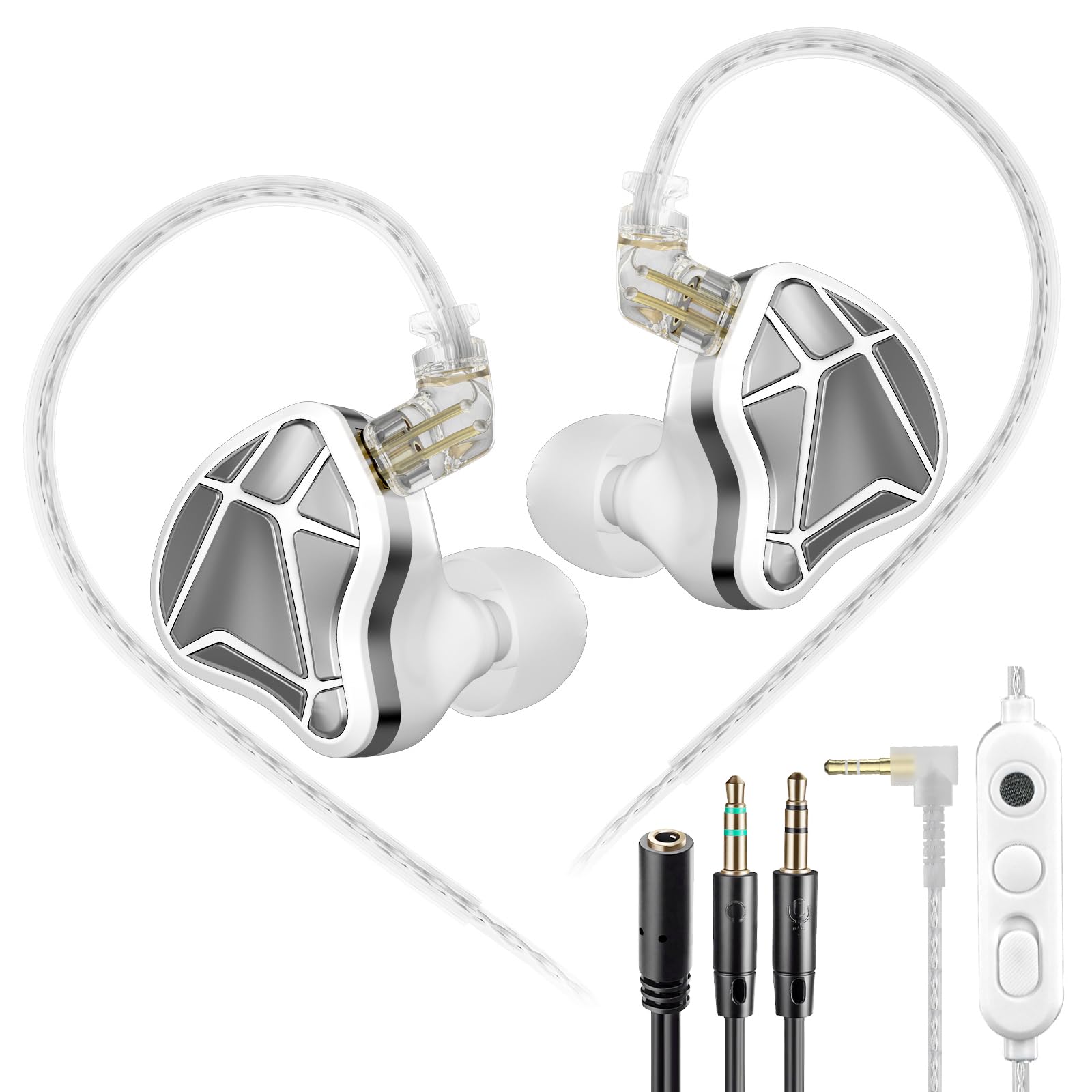 KZ Axas Gaming Earbuds Wired with Mic for PS4 PC Xbox PS5, Noise Isolation IEM for Gaming with Low Latency, Comfort-Fit Earphones for Laptop, Consoles and Mobile (Black, Mic)