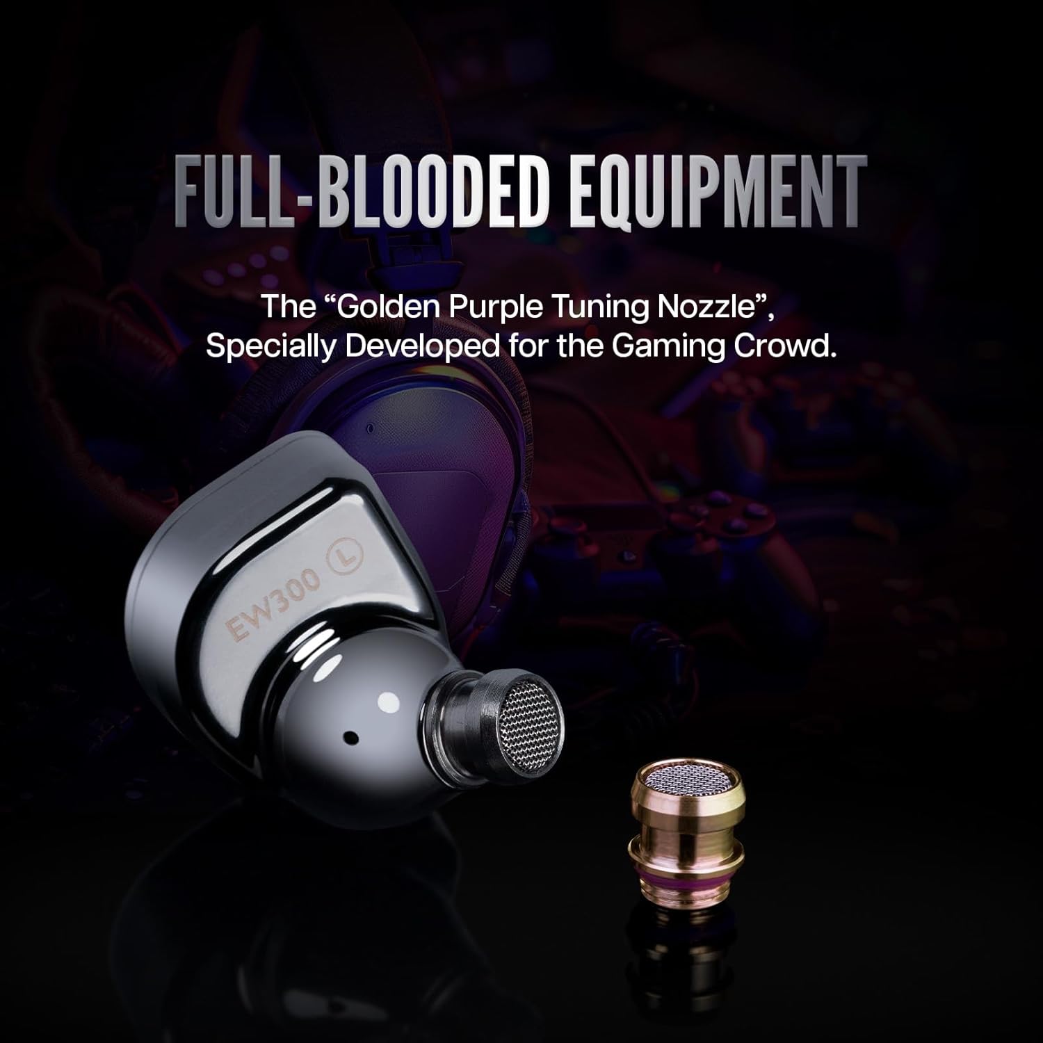 Linsoul SIMGOT EW300 1DD+1Planar+1PZT Hybrid Driver in Ear Monitor, Wired Earbuds IEM, Gaming Earbuds with Detachable Nozzles, Silver-Plated OFC IEM Cable for Audiophile Musician (Standard Edition)