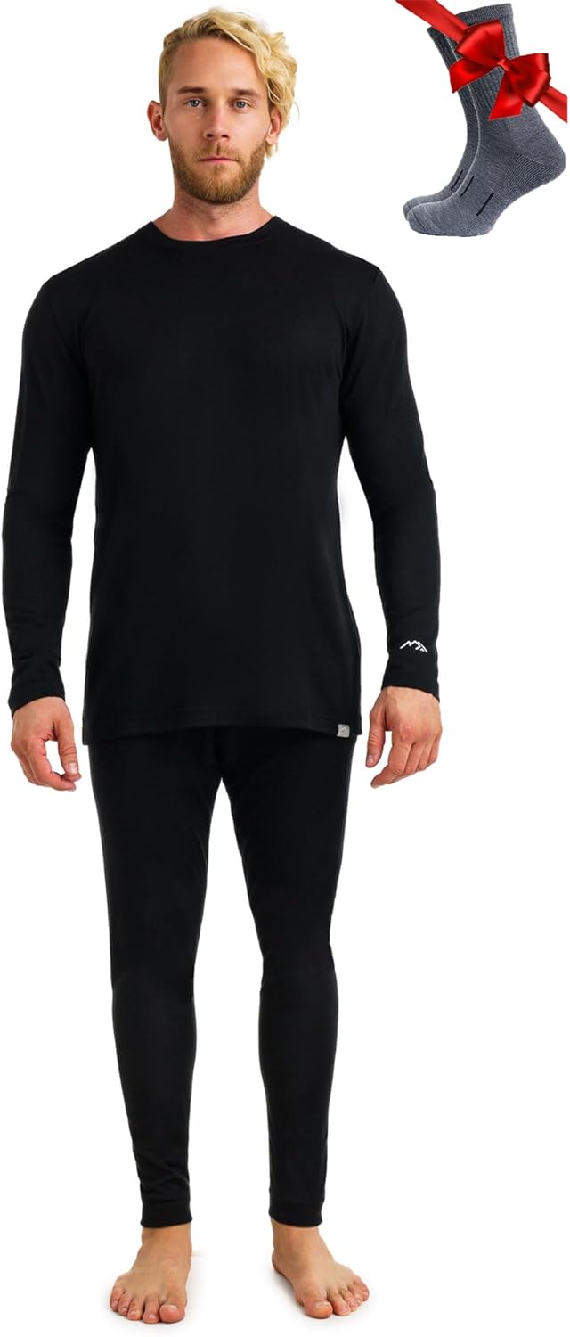 Merino.tech Merino Wool Base Layer Mens Set - Heavyweight, Midweight, Lite Merino Wool Thermal Underwear For Men Top, Bottom-45