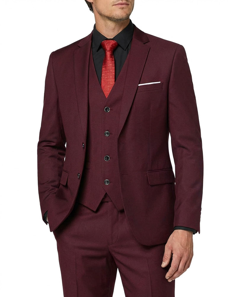 MY'S Men's 3 Piece Slim Fit Suit Set with Tie, 2 Button Blazer Jacket Vest & Pants, Business Wedding Party Prom Suit for Men-25