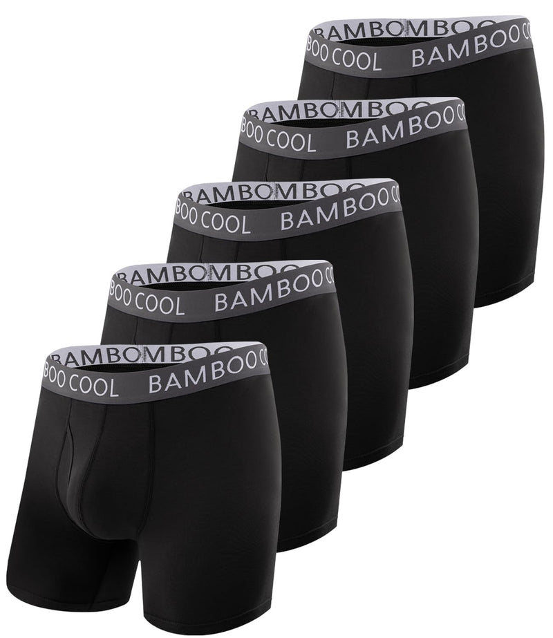 BAMBOO COOL Men's Ultra ComfortSoft Underwear, Moisture Wicking & Breathable No Ride Up Boxer Briefs with Fly, Multipack-90