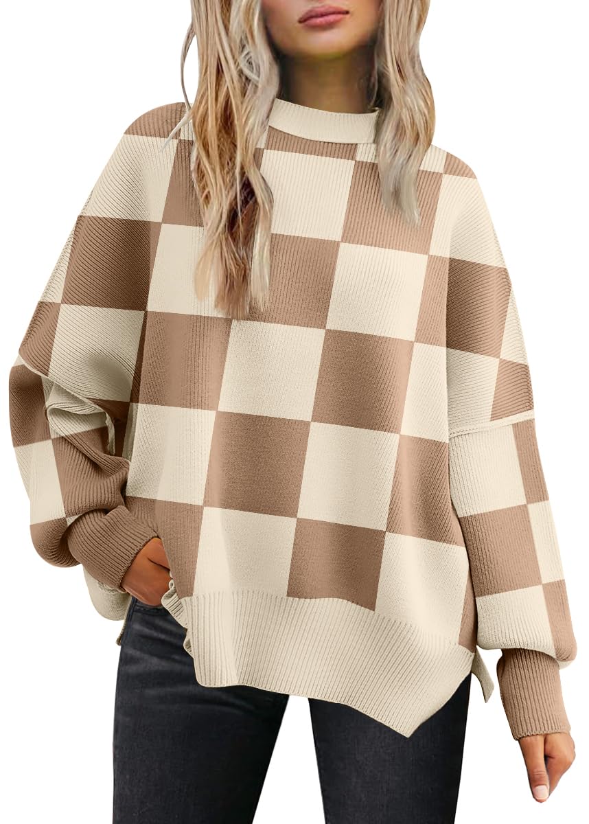 LILLUSORY Women's Oversized Batwing Sweaters 2025 Fall Outfits Trendy Crewneck Knit Side Slit Fashion Pullover Tops-35