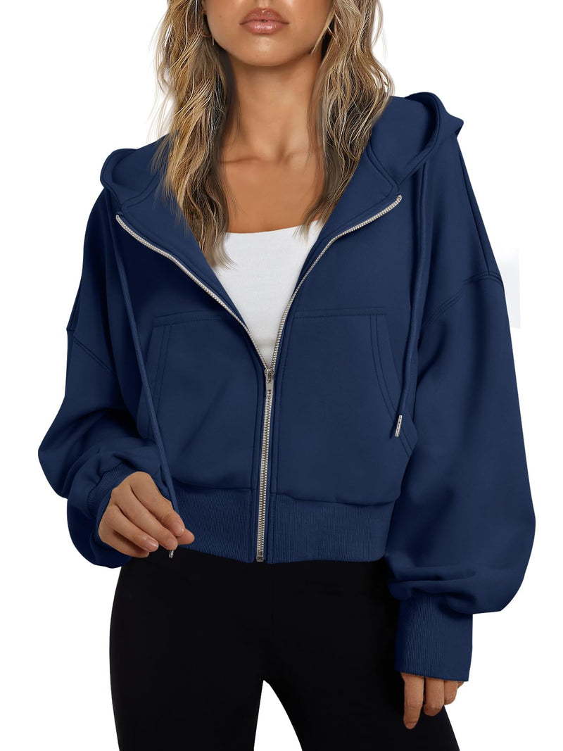 Trendy Queen Hoodies for Women Full Zip Up Cropped Sweatshirts Jackets Casual Comfy Gym Tops Fall Outfits Winter Clothes 2026-72