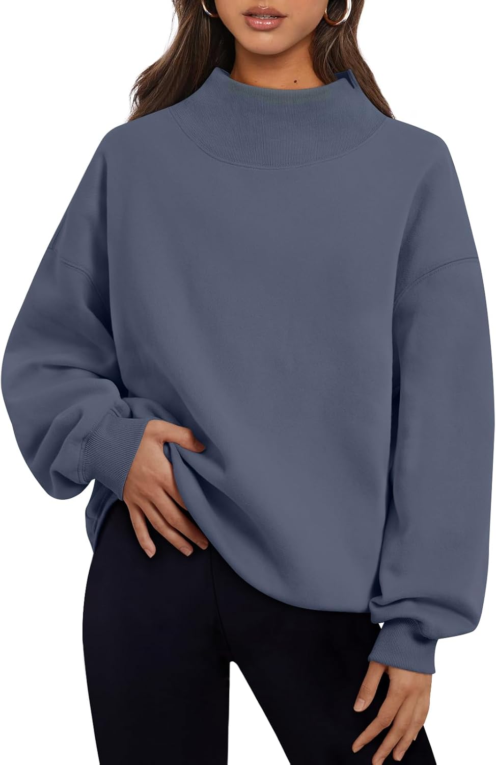 Trendy Queen Womens Oversized Sweatshirts Turtleneck Pullover Long Sleeve Hoodies Tops Fall Fashion Outfits 2026 Clothes-29