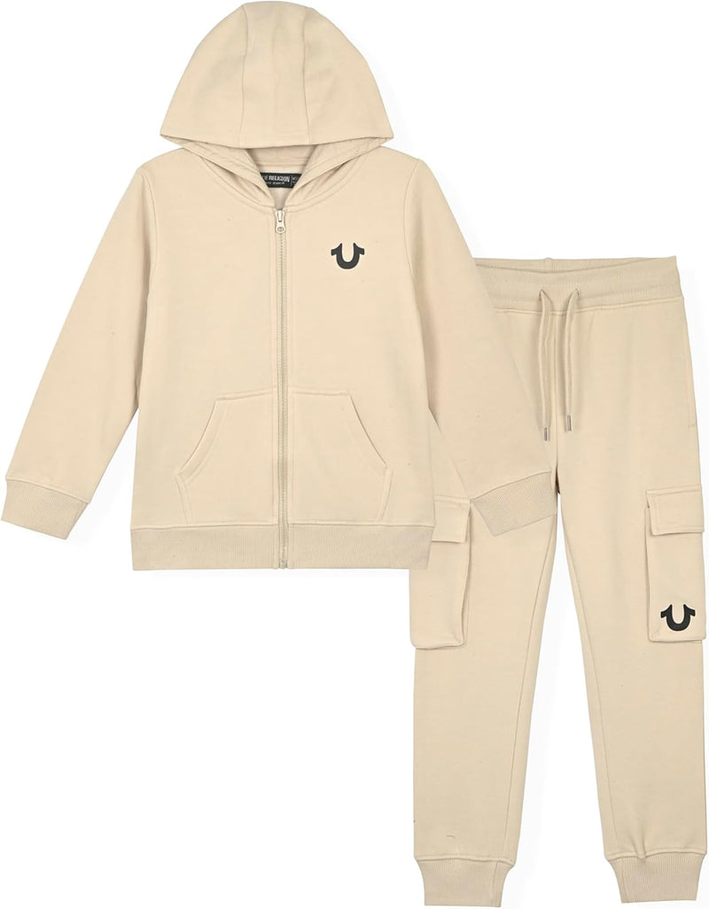 True Religion Boys Sweatshirts and Sweatpants for Kids 2 Piece Clothing Set Fleece Hoodie and Jogger Pants