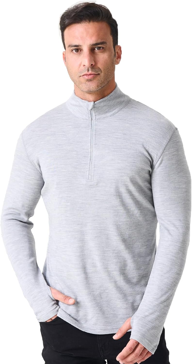 Merino Protect 100% Merino Wool Base Layer Mens Long Sleeve Shirts Soft Thermal Underwear for Hunting Hiking-54