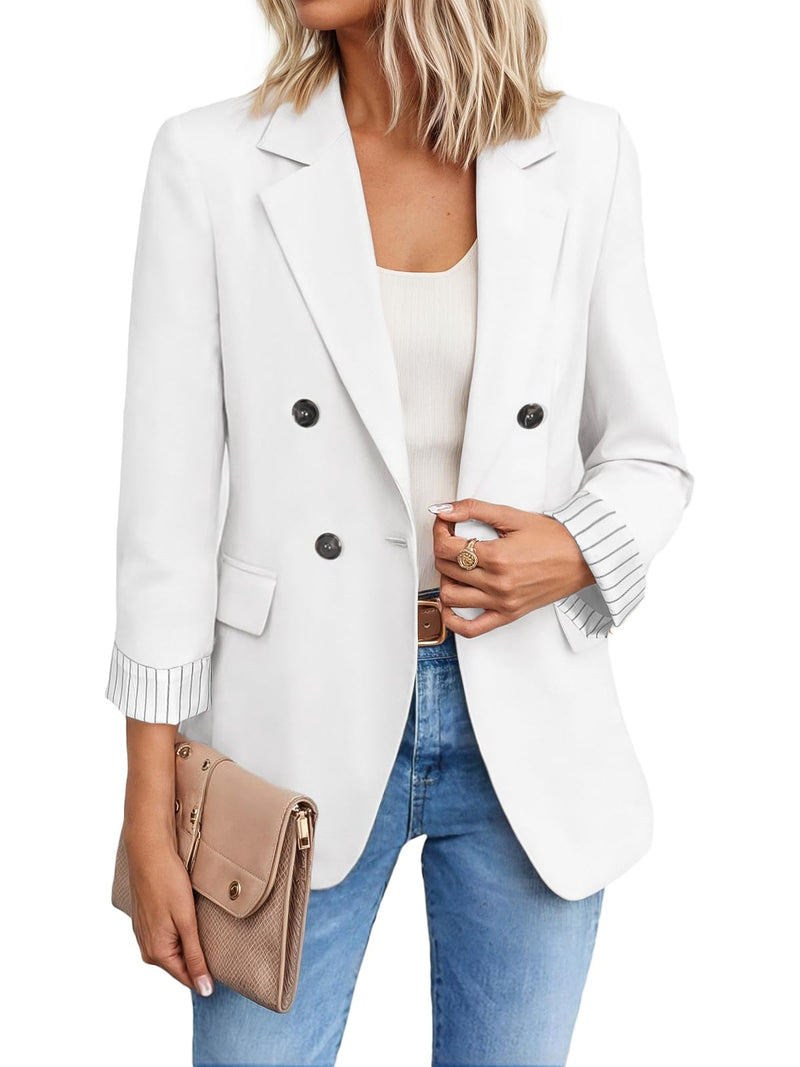 Mina Self 2026 Winter Women's Tweed Wool Blazer Jacket - Plaid Warm Fully Lined Fashion Business Casual Elegant Coat Pockets-30