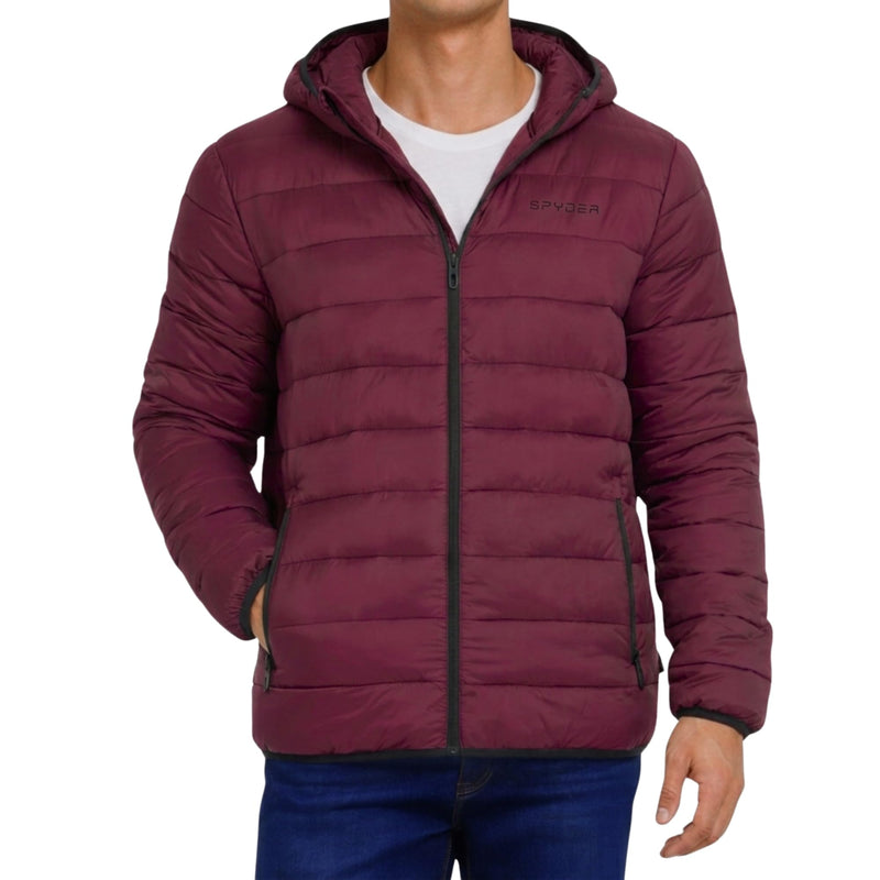 Spyder Puffer Jacket Men - Packable Lightweight Quilted Hooded Winter Coat