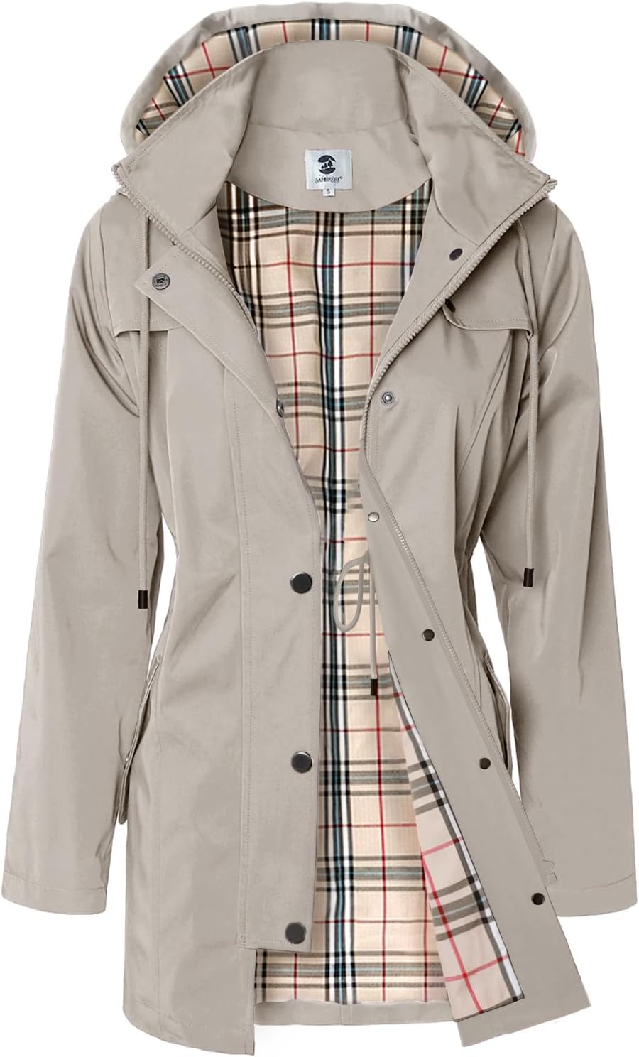 SaphiRose Women's Long Hooded Rain Jacket Outdoor Raincoat Windbreaker-17