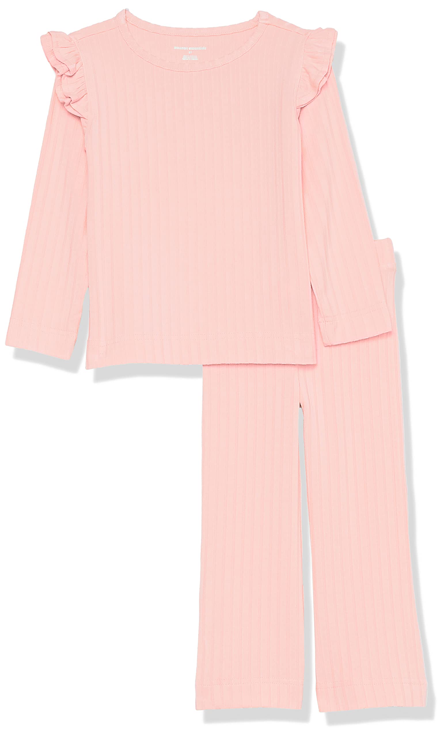 Amazon Essentials Girls and Toddlers' Wide-Rib Outfit Set, Pack of 2
