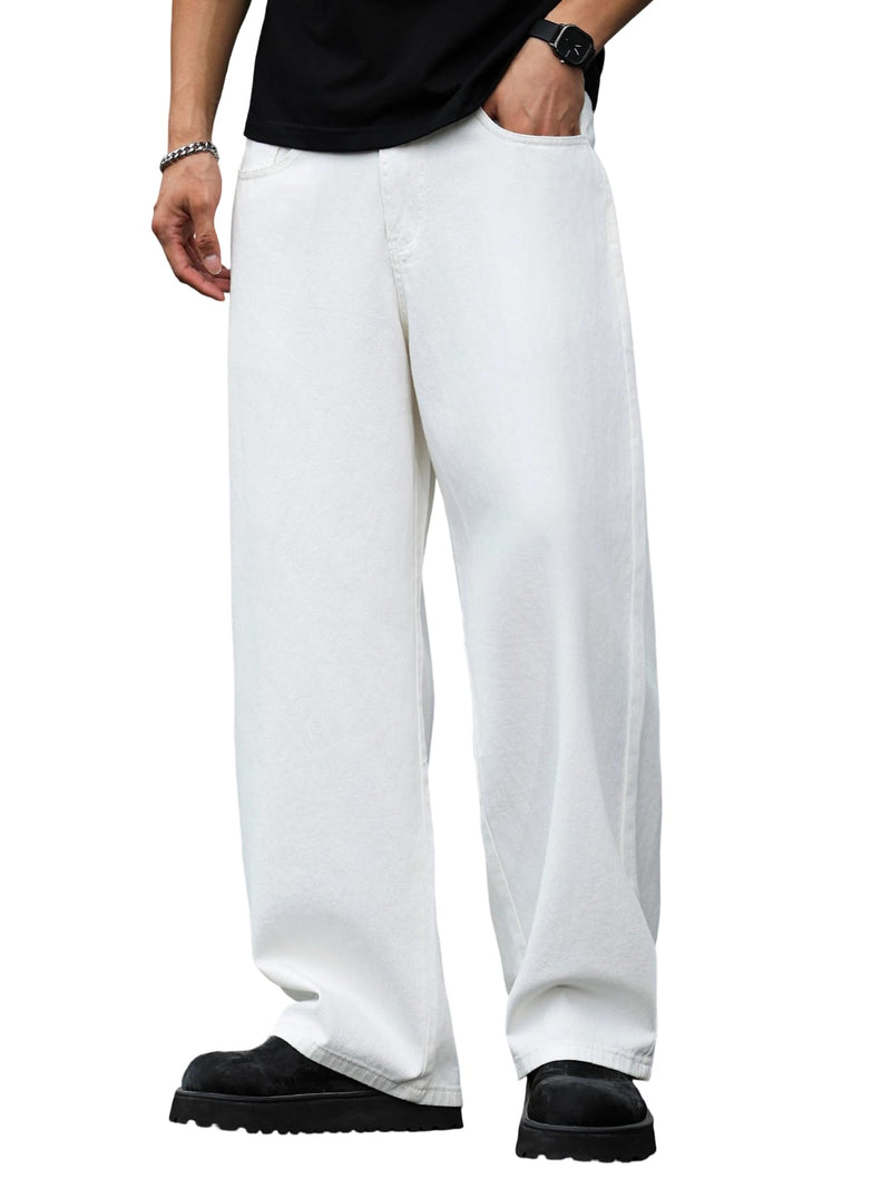 Mens Wide Leg Baggy Jeans Y2k Casual Fashion Loose Denim Pants Work Office Streetwear-83
