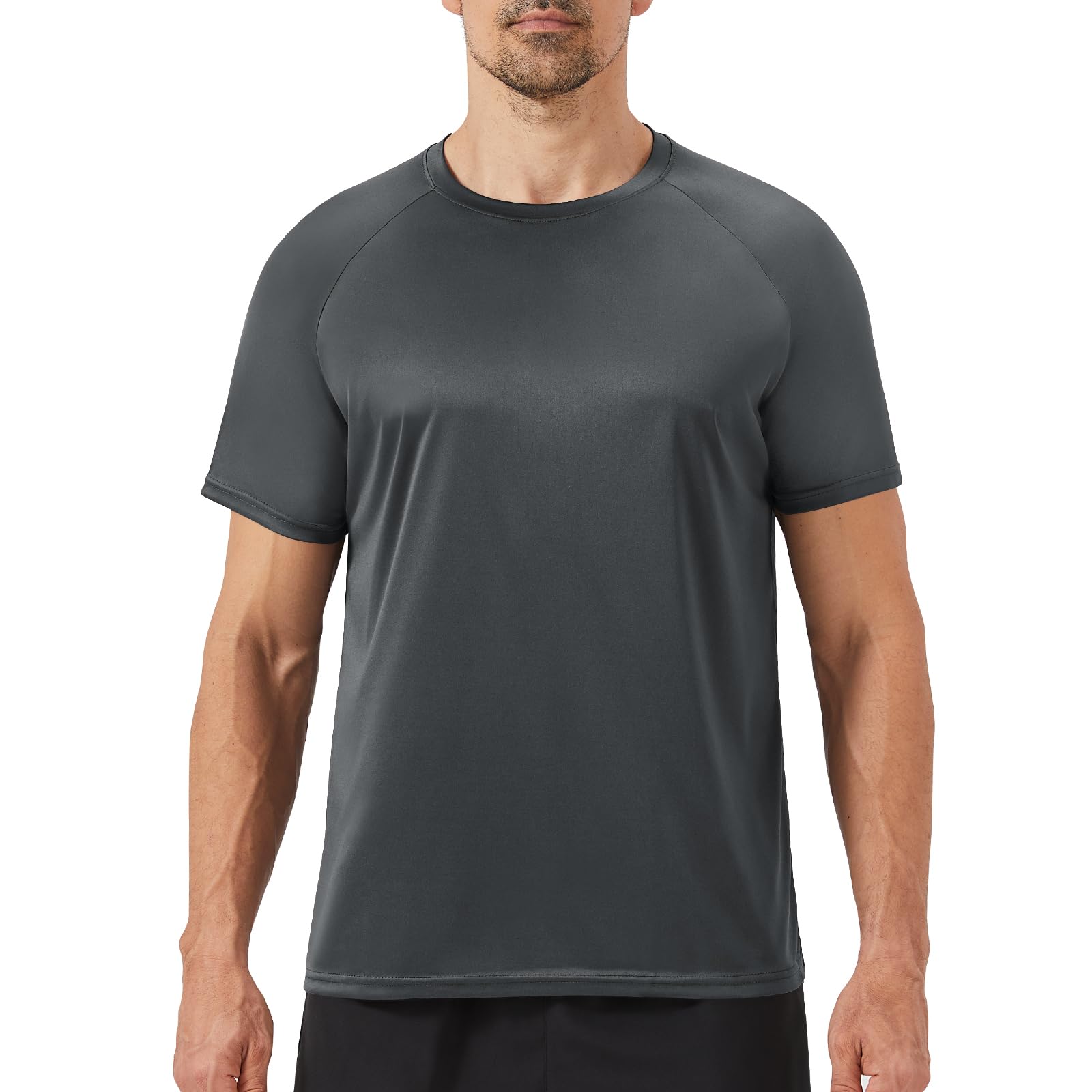 Workout Mens Shirts - Casual Black Quick Dry Moisture Wicking T-Shirts Crew Neck Short Sleeve for Gym Athletic Running
