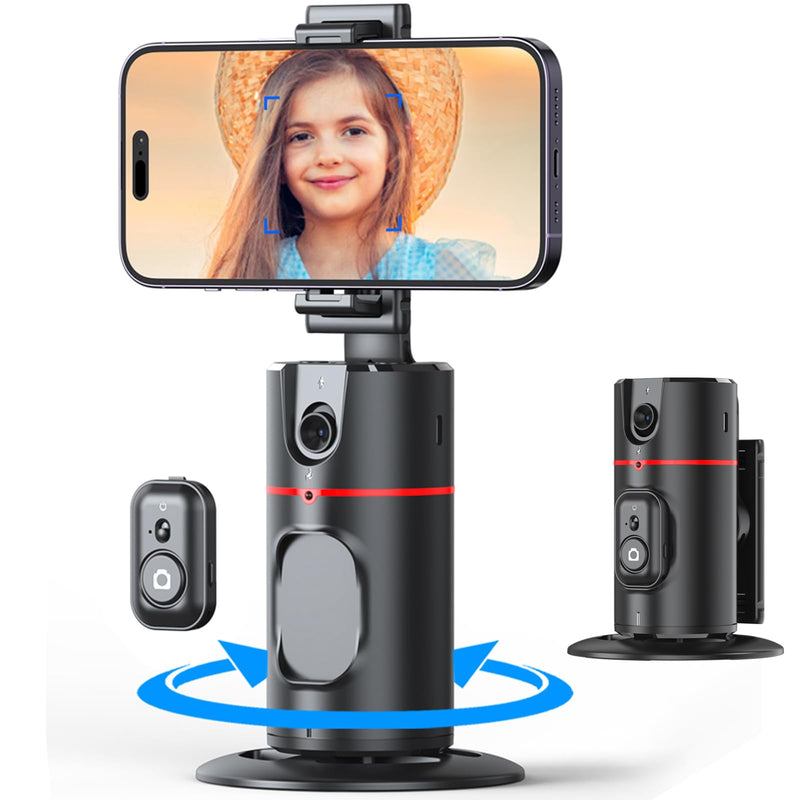 MQOUNY Auto Face Tracking Phone Holder, 360° Rotation Face Body Phone Tripod Smart Shooting Camera Mount with Rechargeable Remote and Light for Live Vlog Streaming Video, Rechargeable