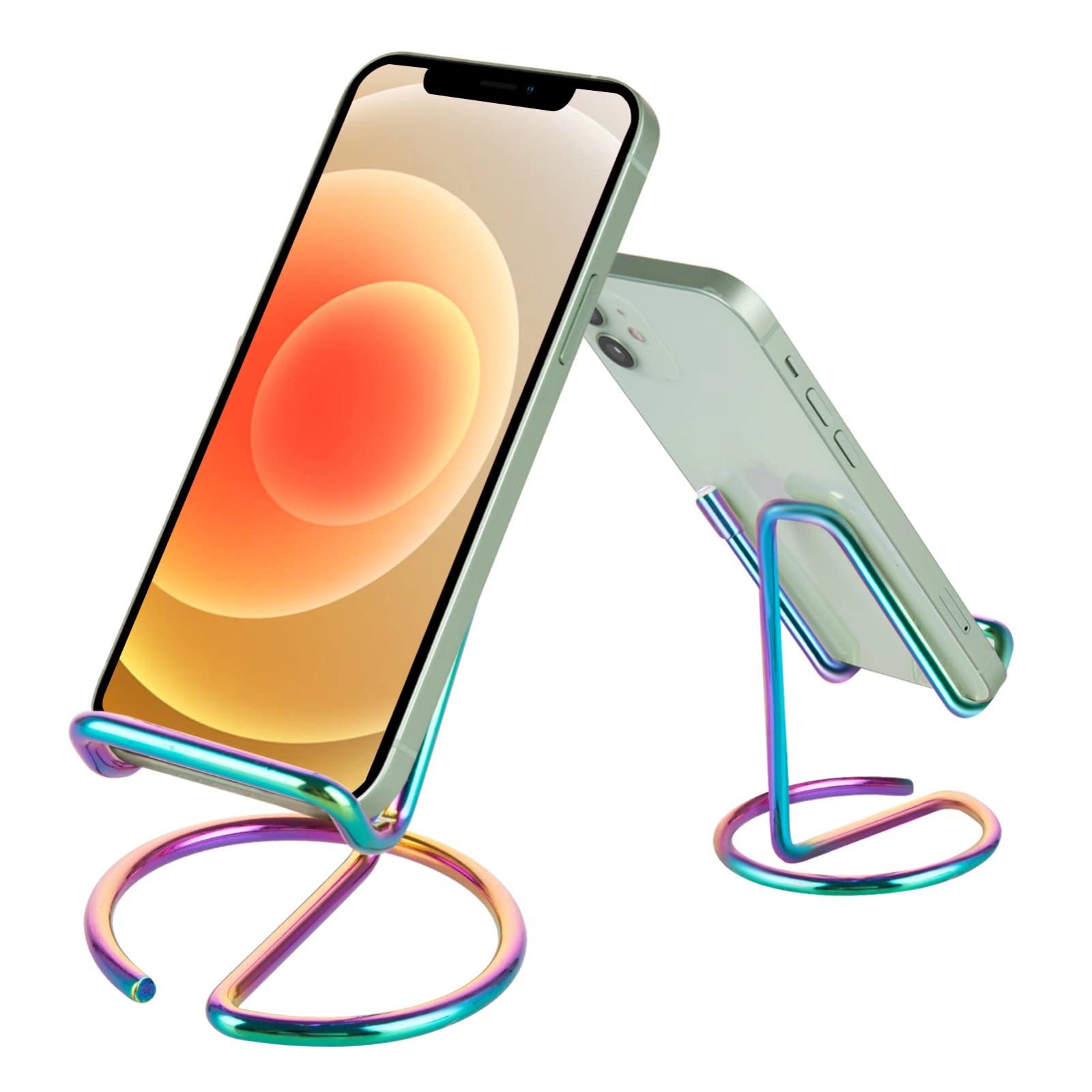 Cell Phone Stand for Desk, Cute Metal Gold Cell Phone Stand Holder Desk Accessories, Compatible with All Mobile Phones, iPhone, iPad