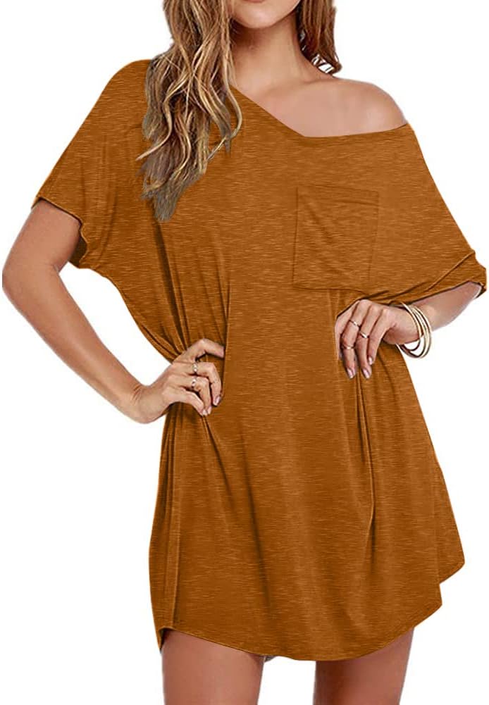 Ekouaer Womens Tshirt Nightgown Cotton V Neck Sleepshirts Comfy Casual Nightshirt for Women-14