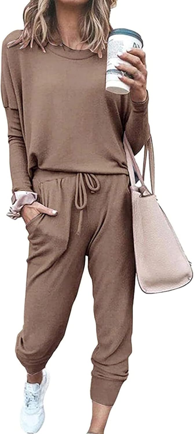 PRETTYGARDEN Women Fall 2 Piece Lounge Outfit Long Sleeve Tops High Waisted Jogger Pants Set Spring Travel Clothes Tracksuit-71