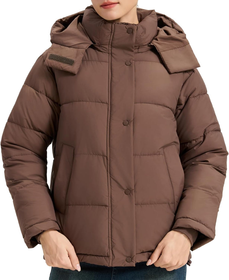 Women's Puffer Jacket, 2026 Trendy Winter Coat with Removable Hood