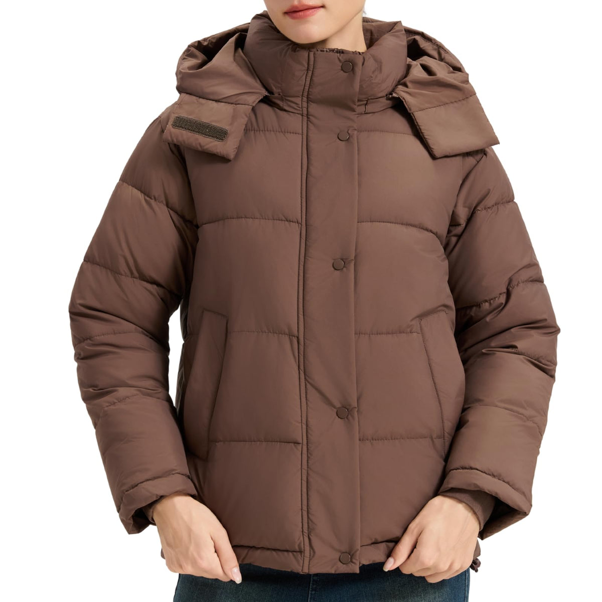 Women's Puffer Jacket, 2026 Trendy Winter Coat with Removable Hood