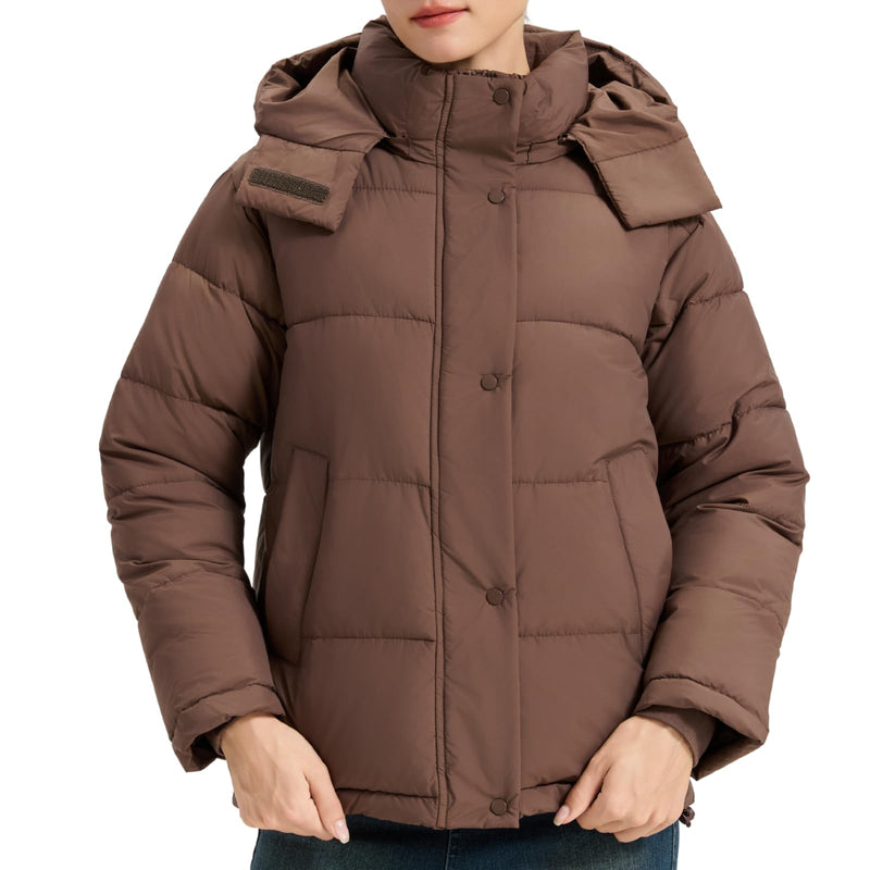 Women's Puffer Jacket, 2026 Trendy Winter Coat with Removable Hood