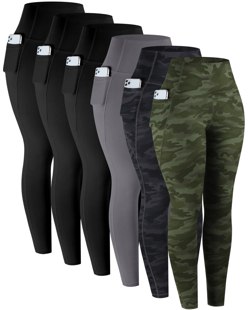 LZYVOO Leggings with Pockets for Women, 6 Packs Soft High Waisted Tummy Control Workout Yoga Pants