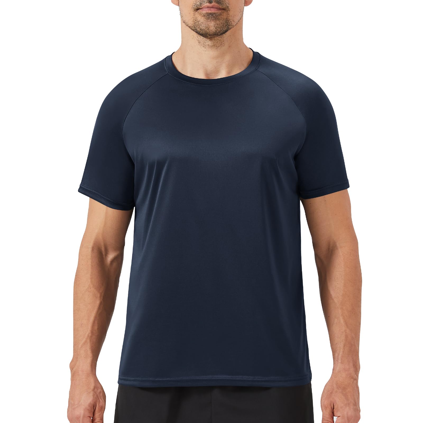 Workout Mens Shirts - Casual Black Quick Dry Moisture Wicking T-Shirts Crew Neck Short Sleeve for Gym Athletic Running