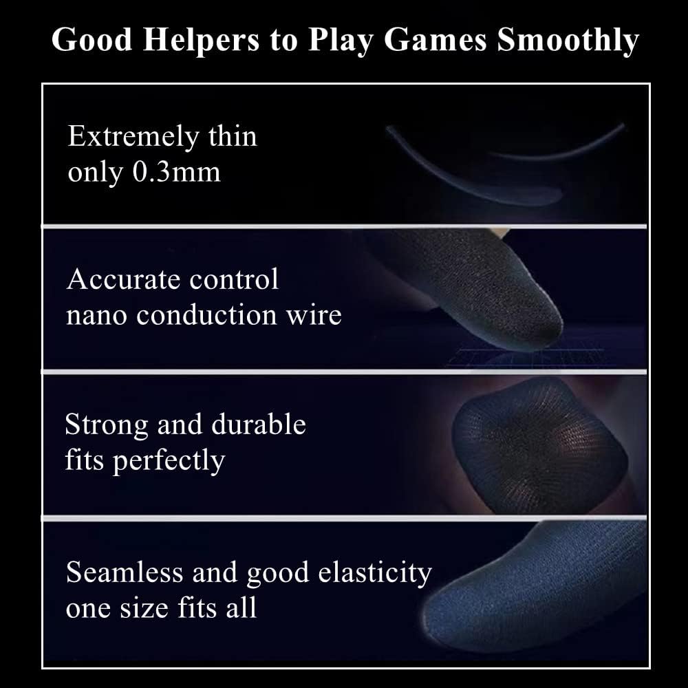 Gaming Gloves for Sweaty Hands - Rakizbe High-Sensitive Anti-Sweat Breathable Seamless Touch Screen Gloves with Thumb Finger Sleeves for iPad/Mobile Game Controller