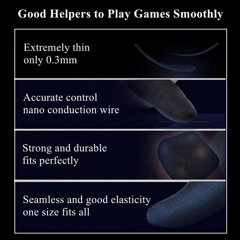 Gaming Gloves for Sweaty Hands - Rakizbe High-Sensitive Anti-Sweat Breathable Seamless Touch Screen Gloves with Thumb Finger Sleeves for iPad/Mobile Game Controller