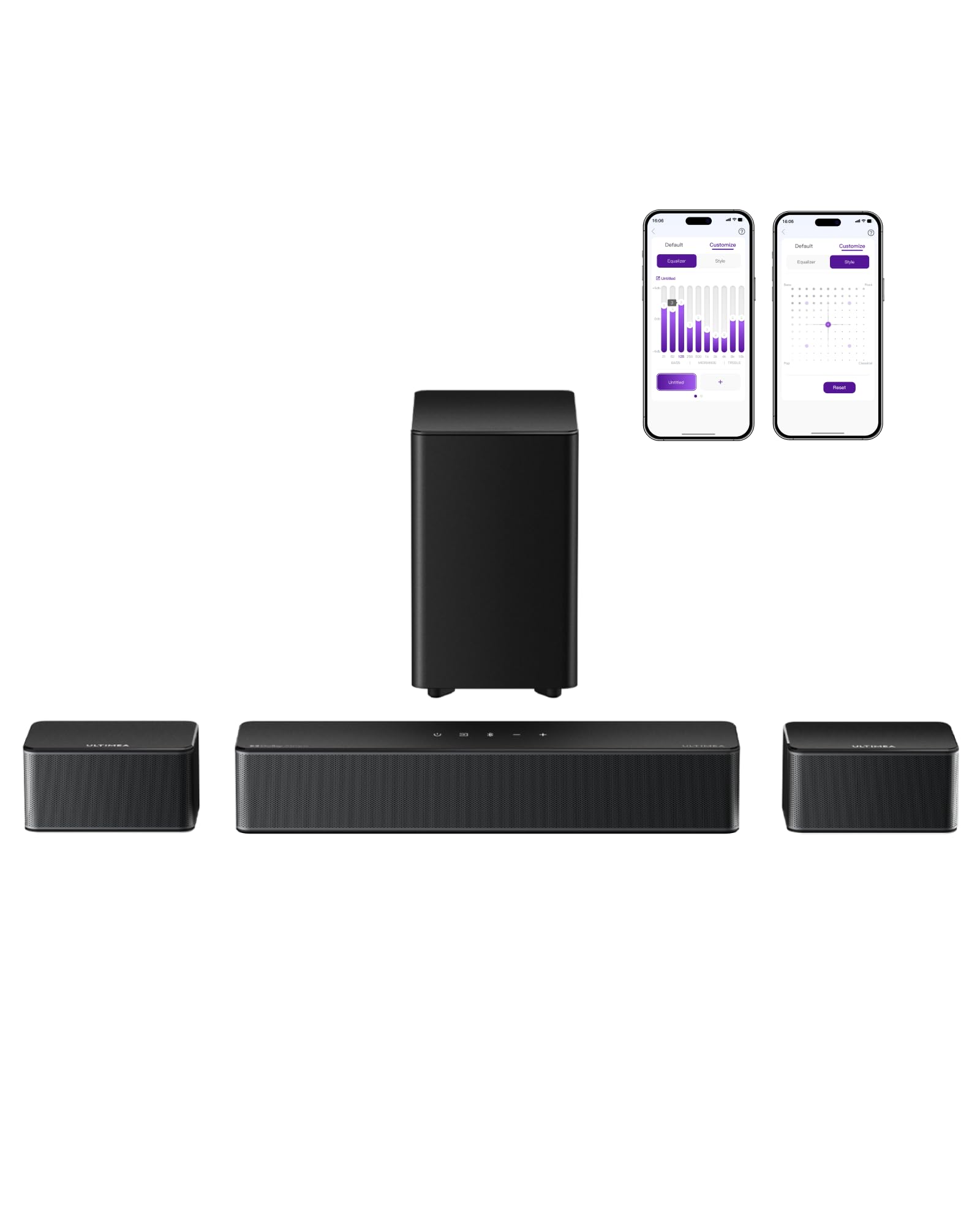 ULTIMEA 5.1CH Surround Sound Bar with Subwoofer, Dolby Atmos, VoiceMX, BassMX, APP, 300W Soundbar for Smart TV, Home Theater Surround Sound System for TV, BT 5.4, Poseidon M60 (2025 Model)
