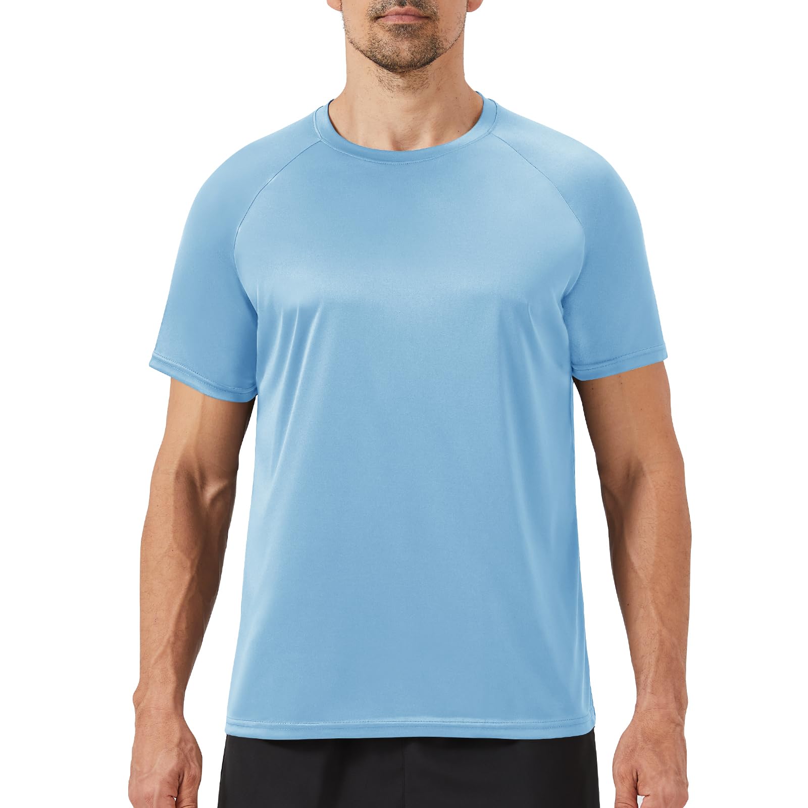 Workout Mens Shirts - Casual Black Quick Dry Moisture Wicking T-Shirts Crew Neck Short Sleeve for Gym Athletic Running