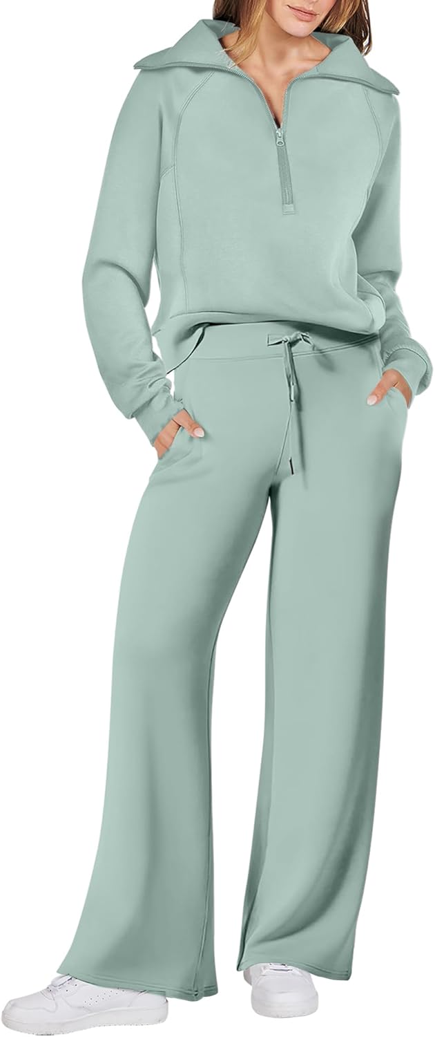 ANRABESS Women 2 Piece Outfits 2025 Fall Fashion Airport Wide Leg Pants Lounge Set Leisure Travel Vacation Clothes Sweatsuits-94