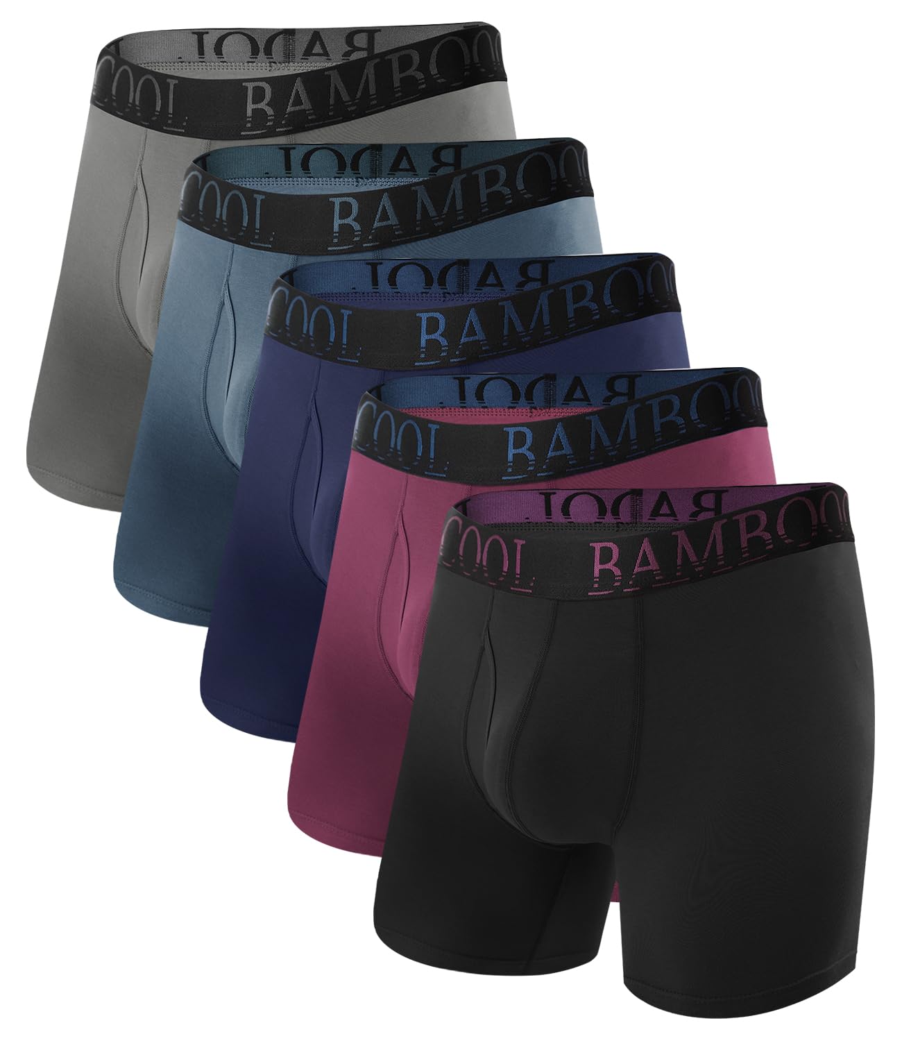 BAMBOO COOL Men's Ultra ComfortSoft Underwear, Moisture Wicking & Breathable No Ride Up Boxer Briefs with Fly, Multipack-4