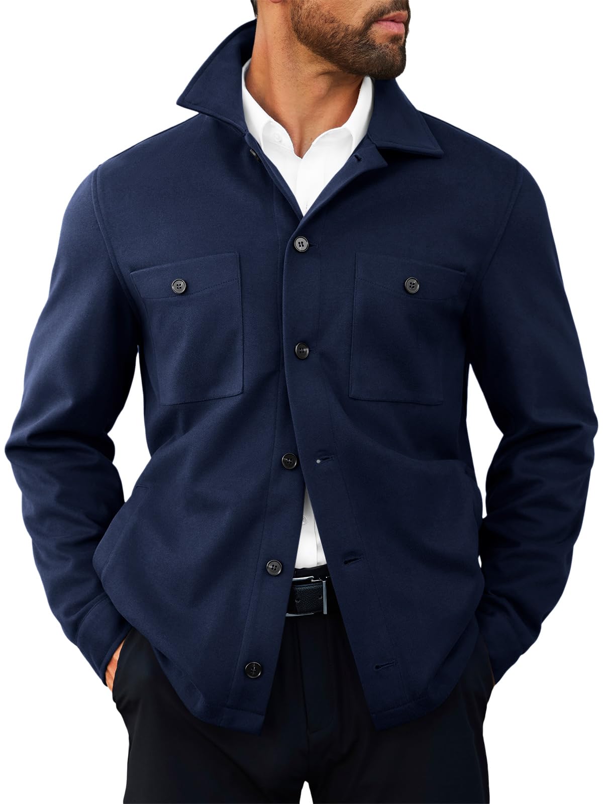 Runcati Mens Lightweight Shirt Jacket Button Down Long Sleeve Shacket Casual Fall Warm Work Stylish Jackets with Pocket-10