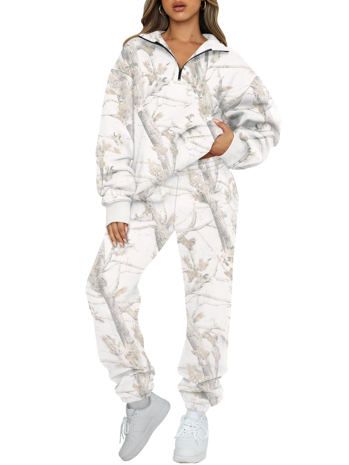 AUTOMET Women's Sweatsuits 2 Piece Outfits Lounge Sets Long Sleeve Half Zip Pullover and Baggy Sweatpants with Pockets-17