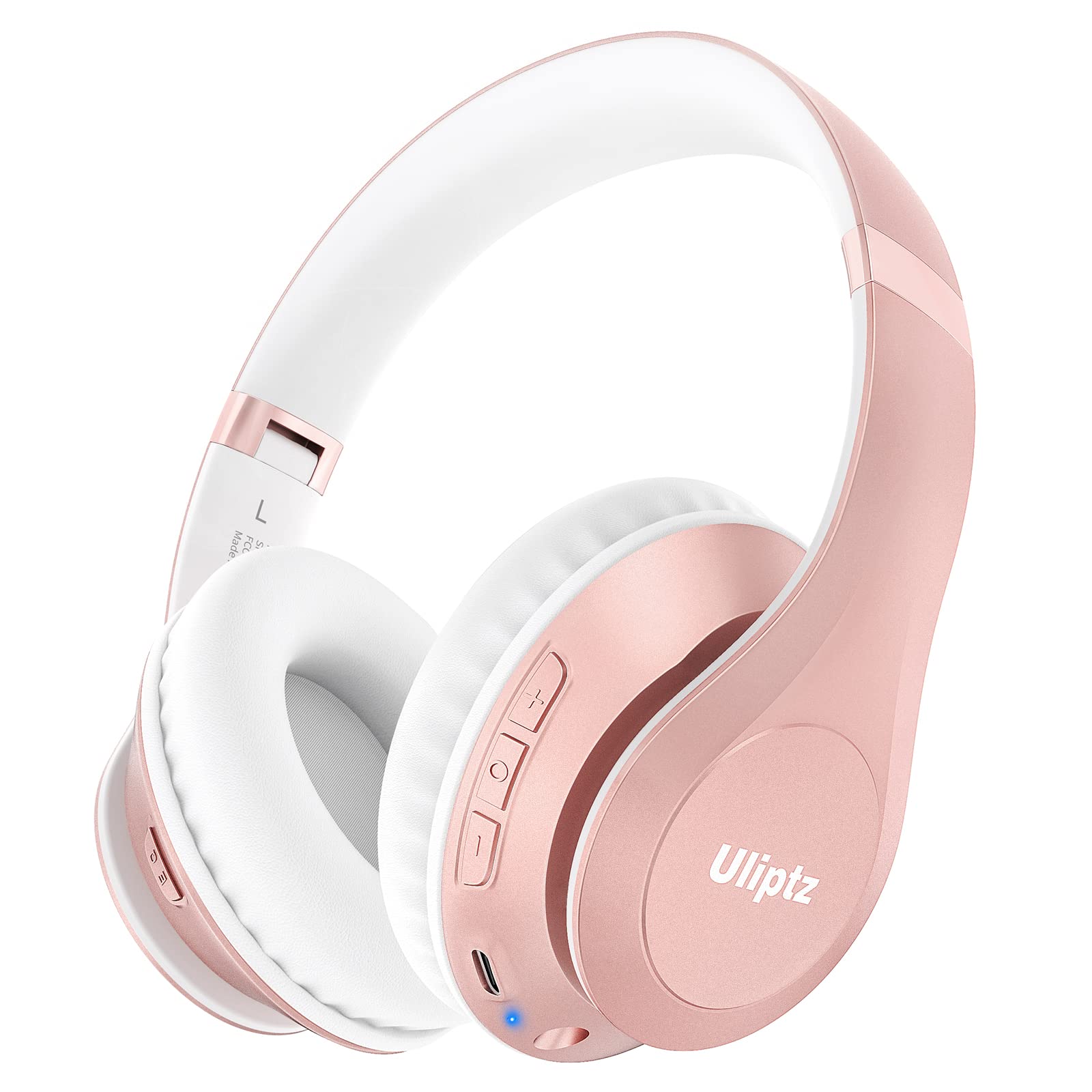 Uliptz Wireless Bluetooth Headphones, 65H Playtime, 6 EQ Sound Modes, HiFi Stereo Over Ear Headphones with Microphone, Foldable Lightweight Bluetooth 6.0 Headset for Travel/Office/Cellphone/PC