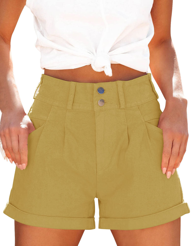 Womens Relaxed Fit Casual High Waist Pocketed Denim Shorts