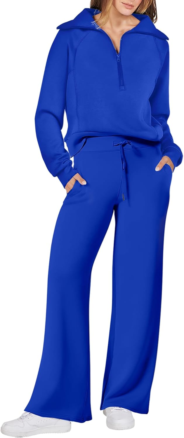 ANRABESS Women 2 Piece Outfits 2025 Fall Fashion Airport Wide Leg Pants Lounge Set Leisure Travel Vacation Clothes Sweatsuits-59