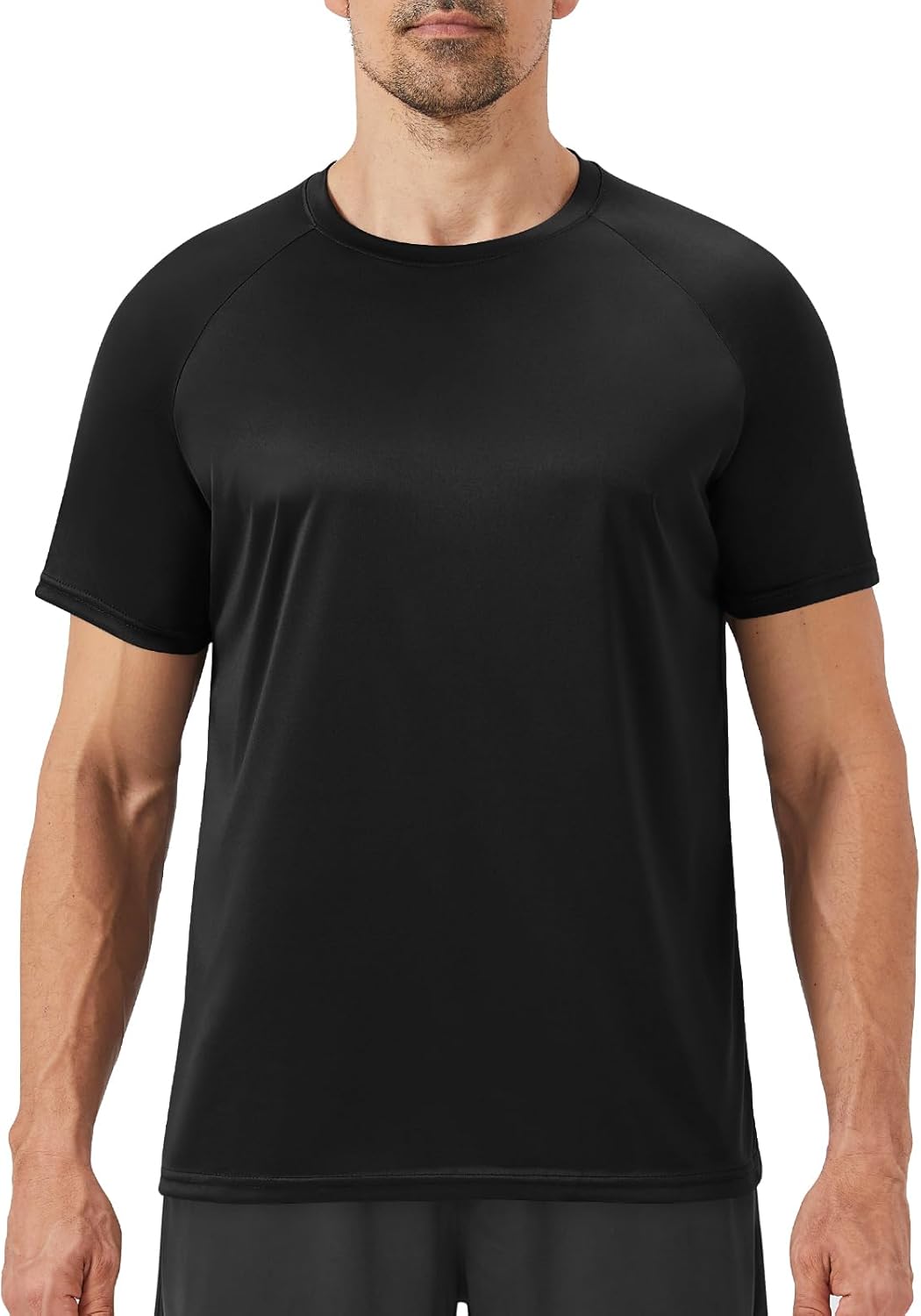 Workout Mens Shirts - Casual Black Quick Dry Moisture Wicking T-Shirts Crew Neck Short Sleeve for Gym Athletic Running