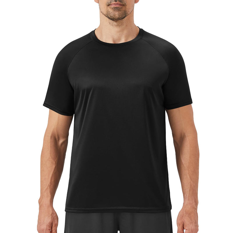 Workout Mens Shirts - Casual Black Quick Dry Moisture Wicking T-Shirts Crew Neck Short Sleeve for Gym Athletic Running