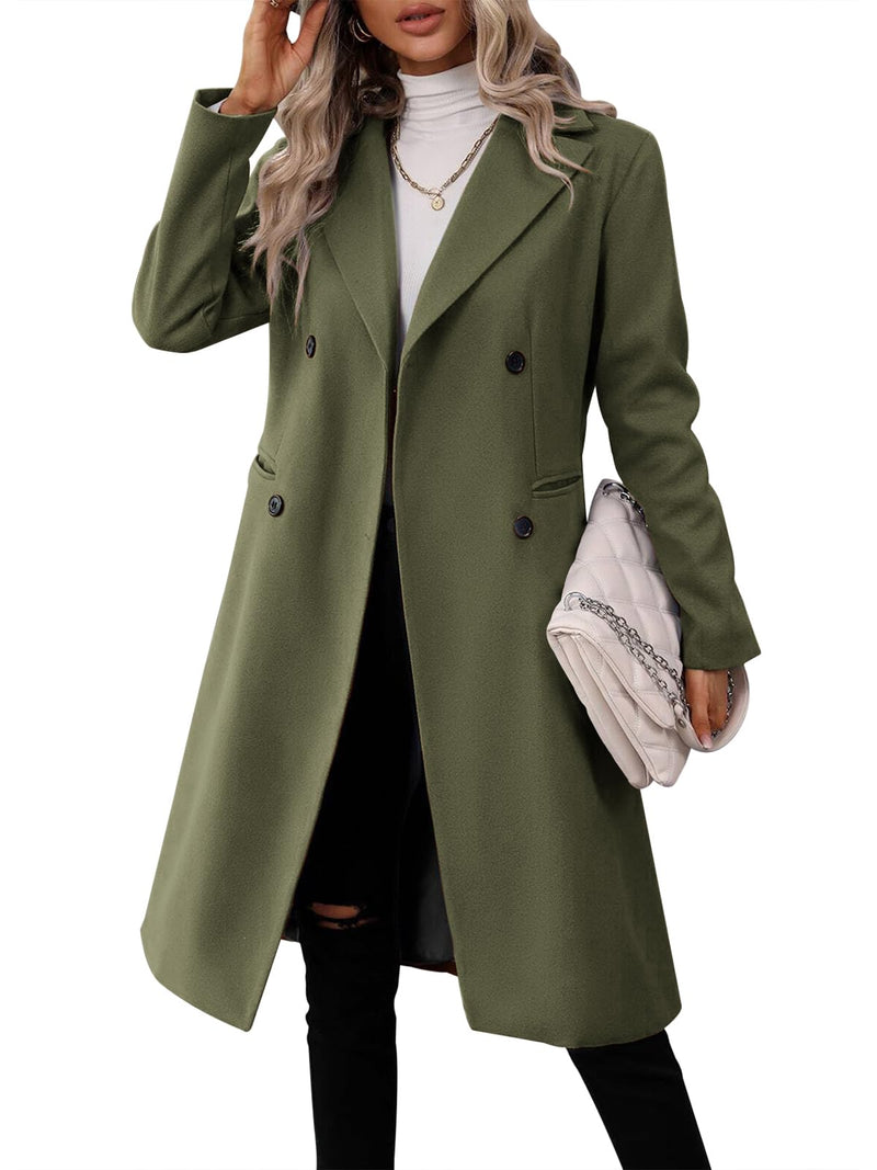 Danedvi Womens Long Double Breasted Coats Lapel Collar Pea Coat Winter Slim Fit Jackets Trench Coat Outwear-25