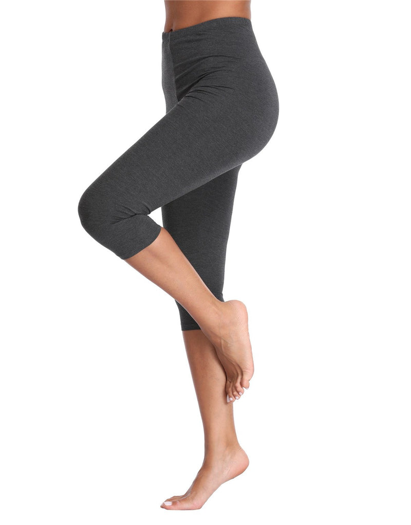 Kotii Women's Lightweight Soft Capri Leggings Crop Leggings 3/4 Stretch Yoga Pants