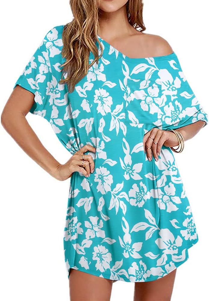 Ekouaer Womens Tshirt Nightgown Cotton V Neck Sleepshirts Comfy Casual Nightshirt for Women-49