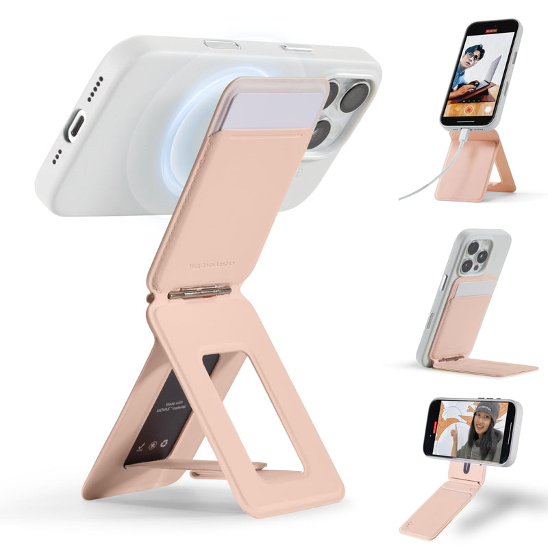 MOFT Phone Tripod Stand Selfie Stick for iPhone, Multi-Angles iPhone Stand, Lightweight & Portable Phone Holder, Strong Magnets, MOVAS Vegan Leather, Travel Essentials, Seafoam (Without Card Slot)