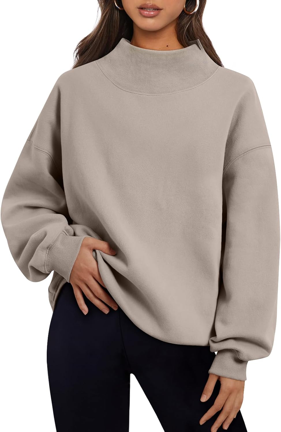 Trendy Queen Womens Oversized Sweatshirts Turtleneck Pullover Long Sleeve Hoodies Tops Fall Fashion Outfits 2026 Clothes-22