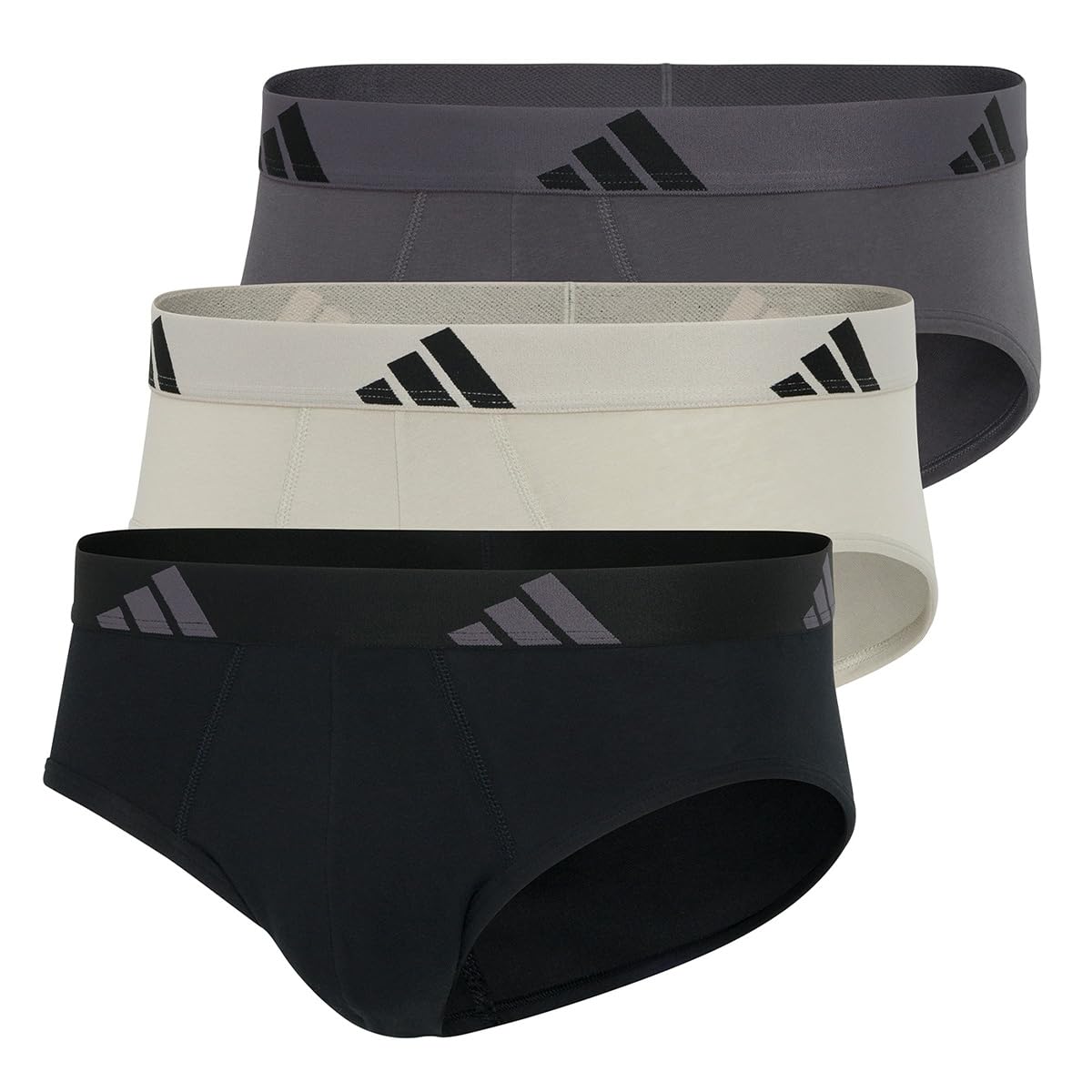 adidas mens Performance Stretch Cotton Brief Underwear (3-pack) Designed for Active Comfort and All Day Wear.