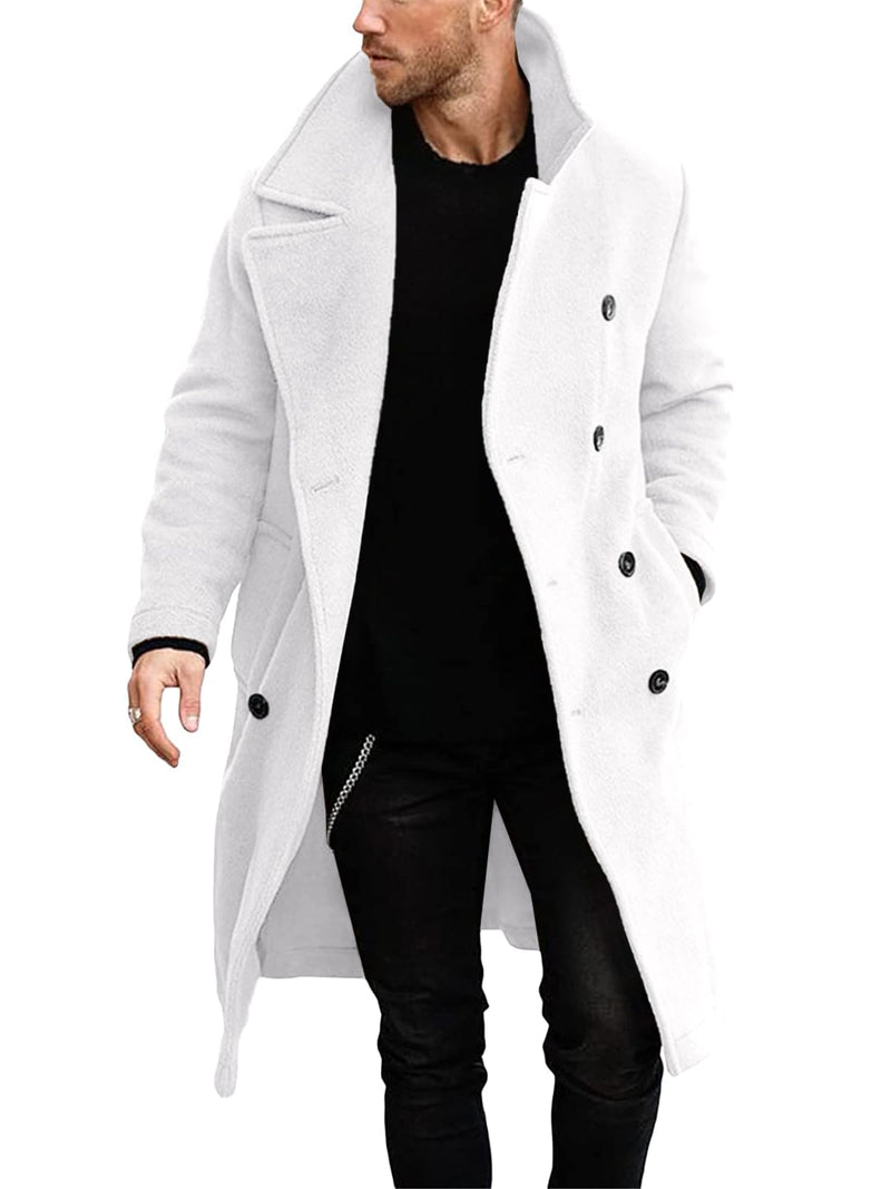 Makkrom Mens Double Breasted Trench Coat Casual Lapel Collar Business Winter Long Overcoats-9