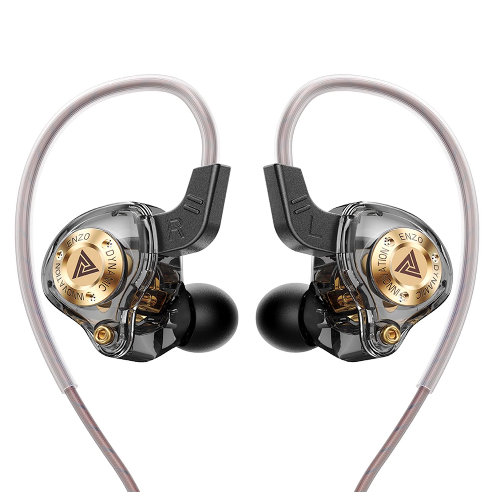 Wired Gaming Headphones IEM Earphones with 1DD，QKZ ENZO in Ear Monitor, HiFi Earbuds, Bass Sound with New 11mm Dynamic Driver for Video Music Gaming (White)